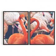 Quadro Decorativo Flamingos II - 2 Telas Comercial Ramos